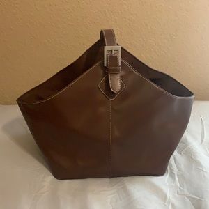 Brown Faux Leather Tote